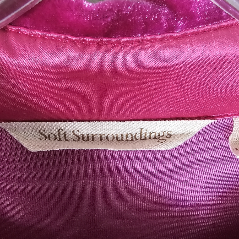 Soft Surroundings Magenta Velvet Button Down Long Sleeve Top Blouse Size PM - Picture 5 of 7